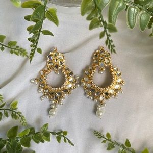 Gold Pearl Detail Desi Earring | Pakistani Jewelry | Indian Jewelry